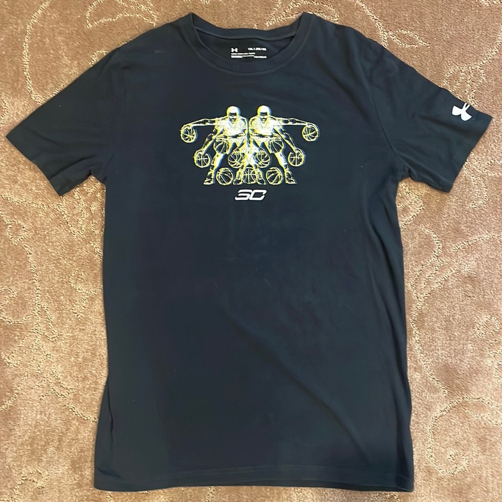 Under Armour black tshirt, Steph Curry basketball, size youth XL